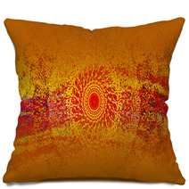 Abstract Dark Orange Color Ethno Background Pillows 223828333