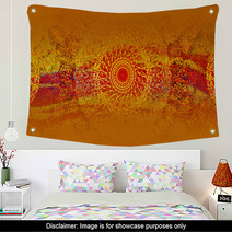 Abstract Dark Orange Color Ethno Background Wall Art 223828333