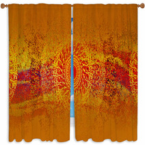 Abstract Dark Orange Color Ethno Background Window Curtains 223828333