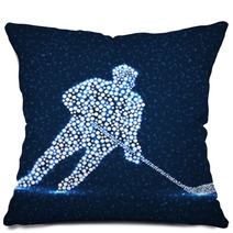 Abstract Silhouette Hockey Player With Hockey Stick Vector Illustration Pillows 308106829