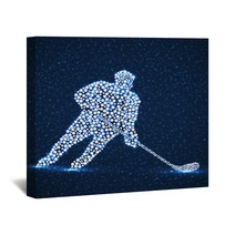 Abstract Silhouette Hockey Player With Hockey Stick Vector Illustration Wall Art 308106829