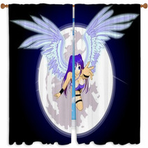 Anime Angel Moon Window Curtains 8383808