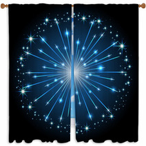 Blue Firework Window Curtains 64685321