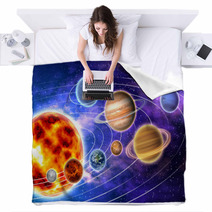 Bright Solar System Artwork Blankets 11520560