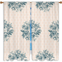 Classic Floral Seamless Pattern Window Curtains 53574625