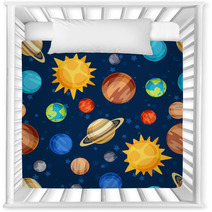 Cosmic Seamless Pattern With Planets Of The Solar System. Nursery Decor 71542706