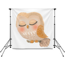 Cute Owl Is Sleeping Backdrops 196626734