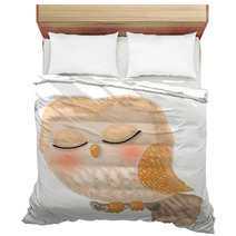 Cute Owl Is Sleeping Bedding 196626734