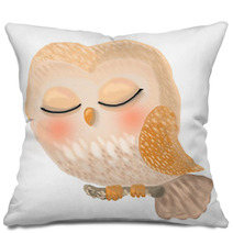 Cute Owl Is Sleeping Pillows 196626734