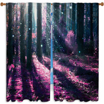 Fantasy Landscape. Mysterious Old Forest. Window Curtains 57897515