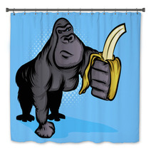 Gorilla Holding A Banana Bath Decor 46986247