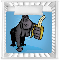 Gorilla Holding A Banana Nursery Decor 46986247