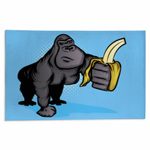 Gorilla Holding A Banana Rugs 46986247