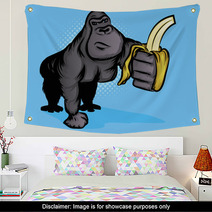 Gorilla Holding A Banana Wall Art 46986247