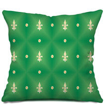 Green Seamless Pattern With Royal Lilies Pillows 55653703