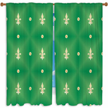 Green Seamless Pattern With Royal Lilies Window Curtains 55653703