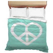 Isolated Heart Shape Peace Symbol Brush Style Composition EPS10 Bedding 56362587