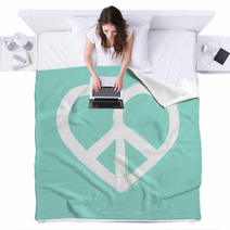 Isolated Heart Shape Peace Symbol Brush Style Composition EPS10 Blankets 56362587