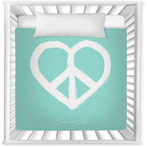 Isolated Heart Shape Peace Symbol Brush Style Composition EPS10 Nursery Decor 56362587