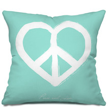 Isolated Heart Shape Peace Symbol Brush Style Composition EPS10 Pillows 56362587