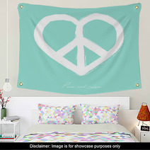 Isolated Heart Shape Peace Symbol Brush Style Composition EPS10 Wall Art 56362587