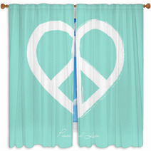 Isolated Heart Shape Peace Symbol Brush Style Composition EPS10 Window Curtains 56362587