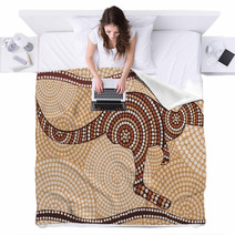 Kangaroo (painting In The Aboriginal Style, Abstract ) Blankets 33482007