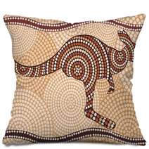 Kangaroo (painting In The Aboriginal Style, Abstract ) Pillows 33482007