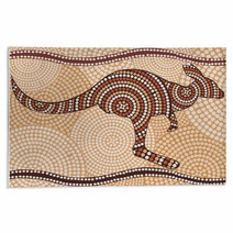 Kangaroo (painting In The Aboriginal Style, Abstract ) Rugs 33482007