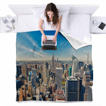 Manhattan Aerial View Blankets 56267895