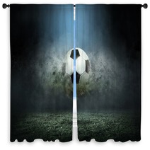 Moving Soccer Ball Around Splash Drops On The Stadium Field Window Curtains 139912114