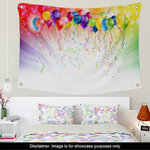 Multicoloured Backgrund With Balloons Wall Art 53294302