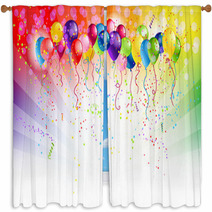 Multicoloured Backgrund With Balloons Window Curtains 53294302