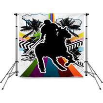 Summer Abstract Background Design With Polo Player Silhouette Backdrops 32128191