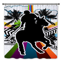 Summer Abstract Background Design With Polo Player Silhouette Bath Decor 32128191