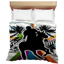 Summer Abstract Background Design With Polo Player Silhouette Bedding 32128191