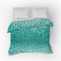 Teal Or Turquoise Green Glitter Christmas Background Bedding 93235219