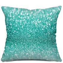 Teal Or Turquoise Green Glitter Christmas Background Pillows 93235219