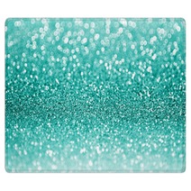 Teal Or Turquoise Green Glitter Christmas Background Rugs 93235219