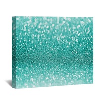 Teal Or Turquoise Green Glitter Christmas Background Wall Art 93235219