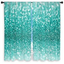 Teal Or Turquoise Green Glitter Christmas Background Window Curtains 93235219