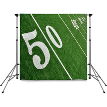 View From Above Of Fifty Yard Line On American Football Field Backdrops 39491658