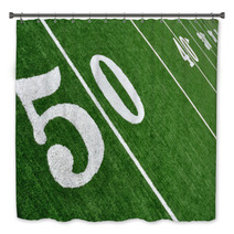 View From Above Of Fifty Yard Line On American Football Field Bath Decor 39491658