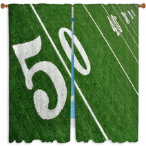 View From Above Of Fifty Yard Line On American Football Field Window Curtains 39491658