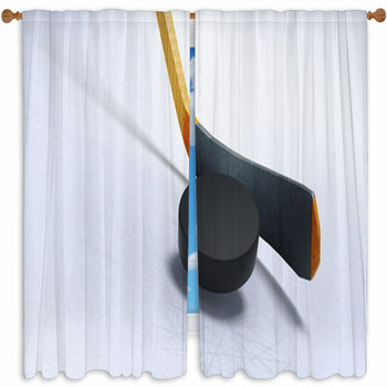 3d Illustration Of Hockey Custom Size Window Curtain