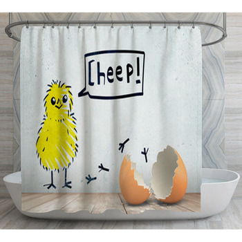 3d Rendering Of Broken Egg Shell On White  Shower Curtain