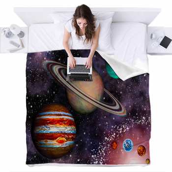 Solar System Fleece Blanket Throws Free Personalization