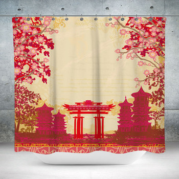 Abstract Asian Landscape Custom Size Shower Curtain