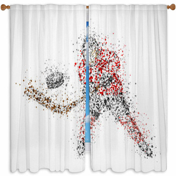 Abstract Hockey Player Custom Size Window Curtain