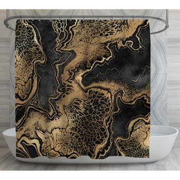 Abstract Liquid Acrylic Painting Gold Shower Curtain